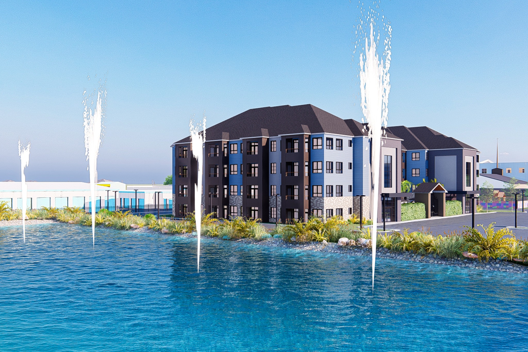 Residential building near water in daylight