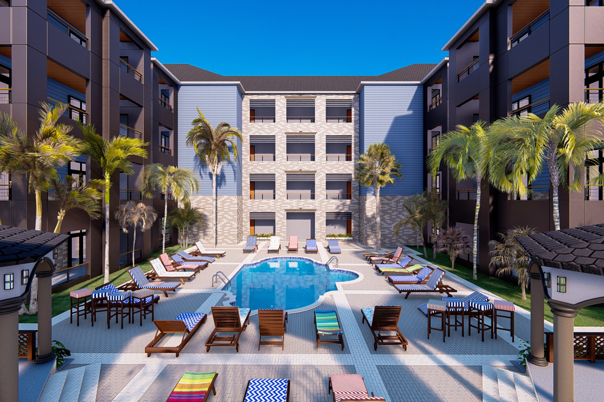 Central pool courtyard