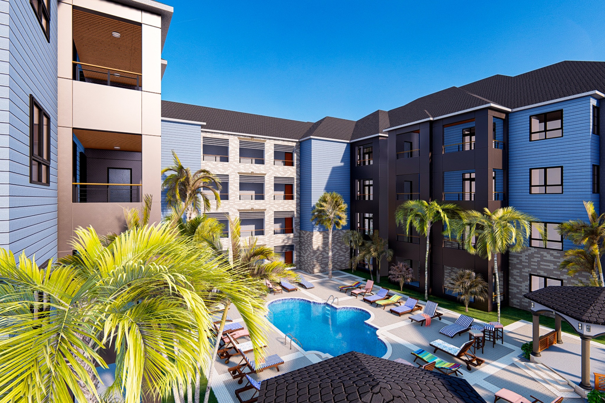 Courtyard and apartment wings