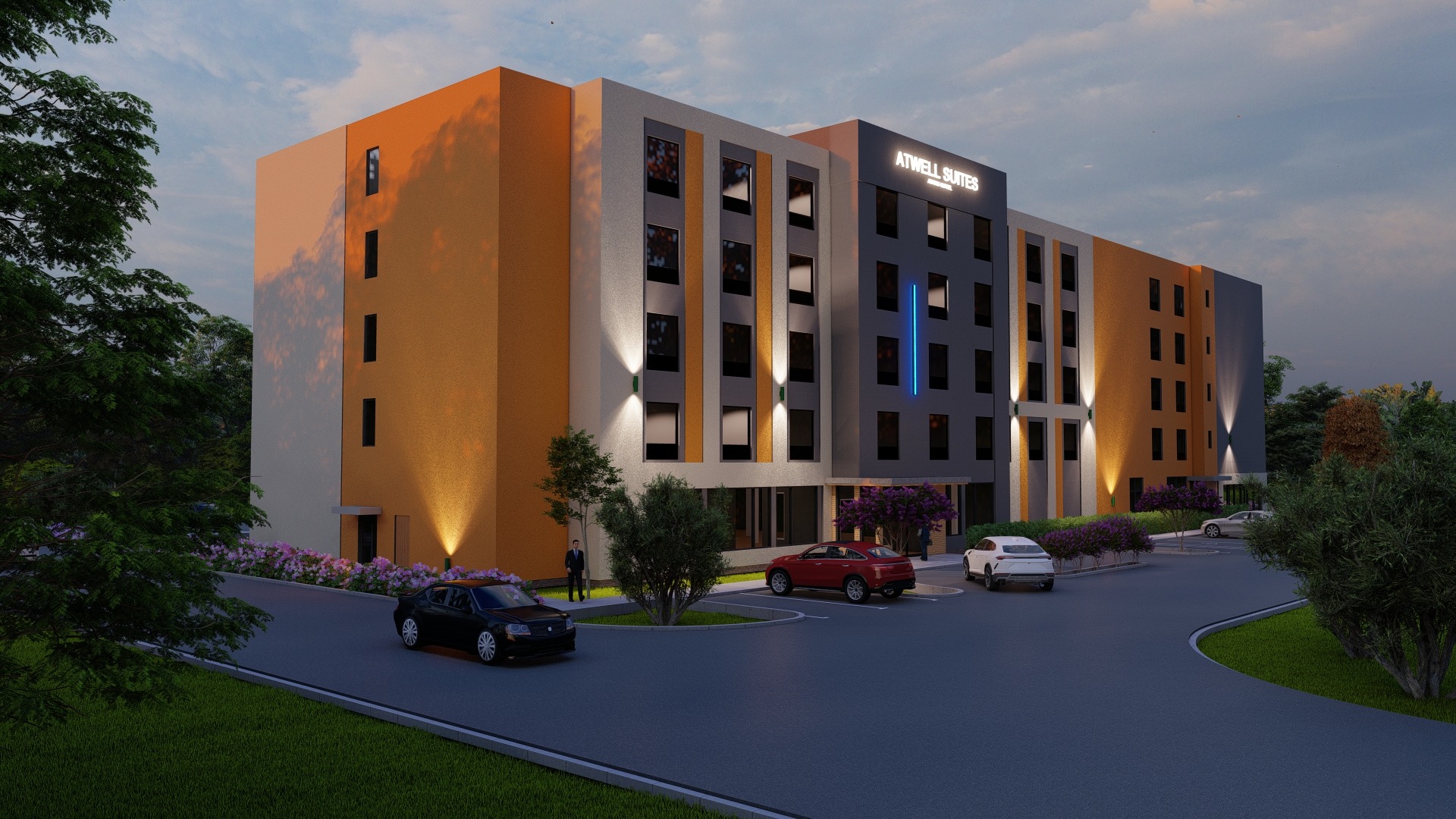 Atwell Suites dusk exterior