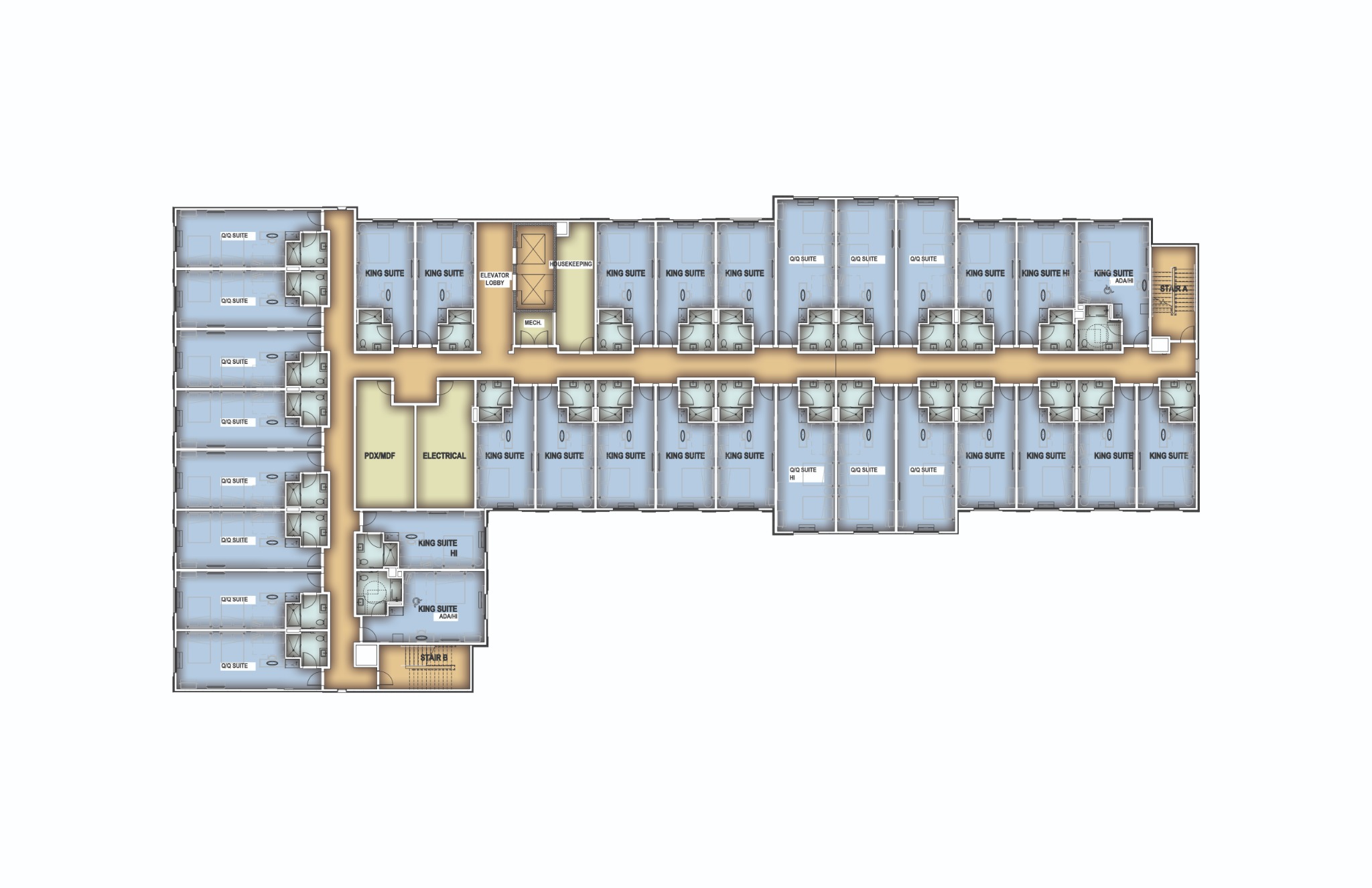 Atwell Suites typical guestroom floor plan