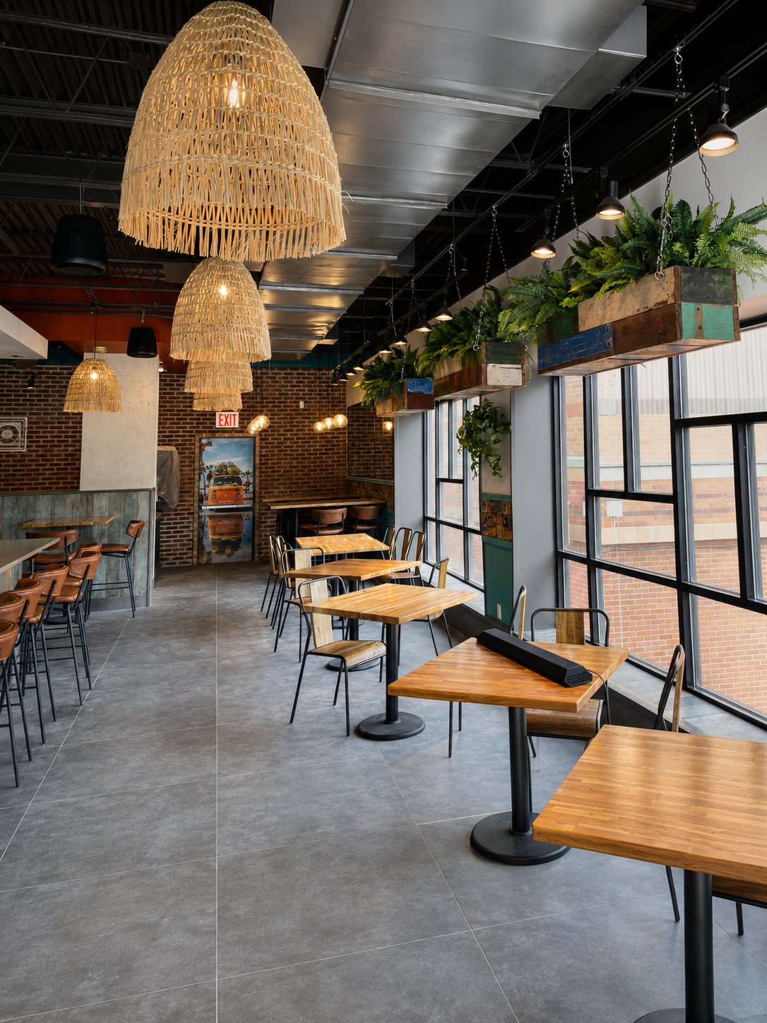 AVO TACO dining space along exterior glazing