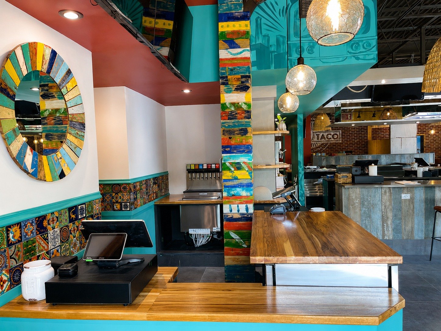 AVO TACO colorful millwork and material detail