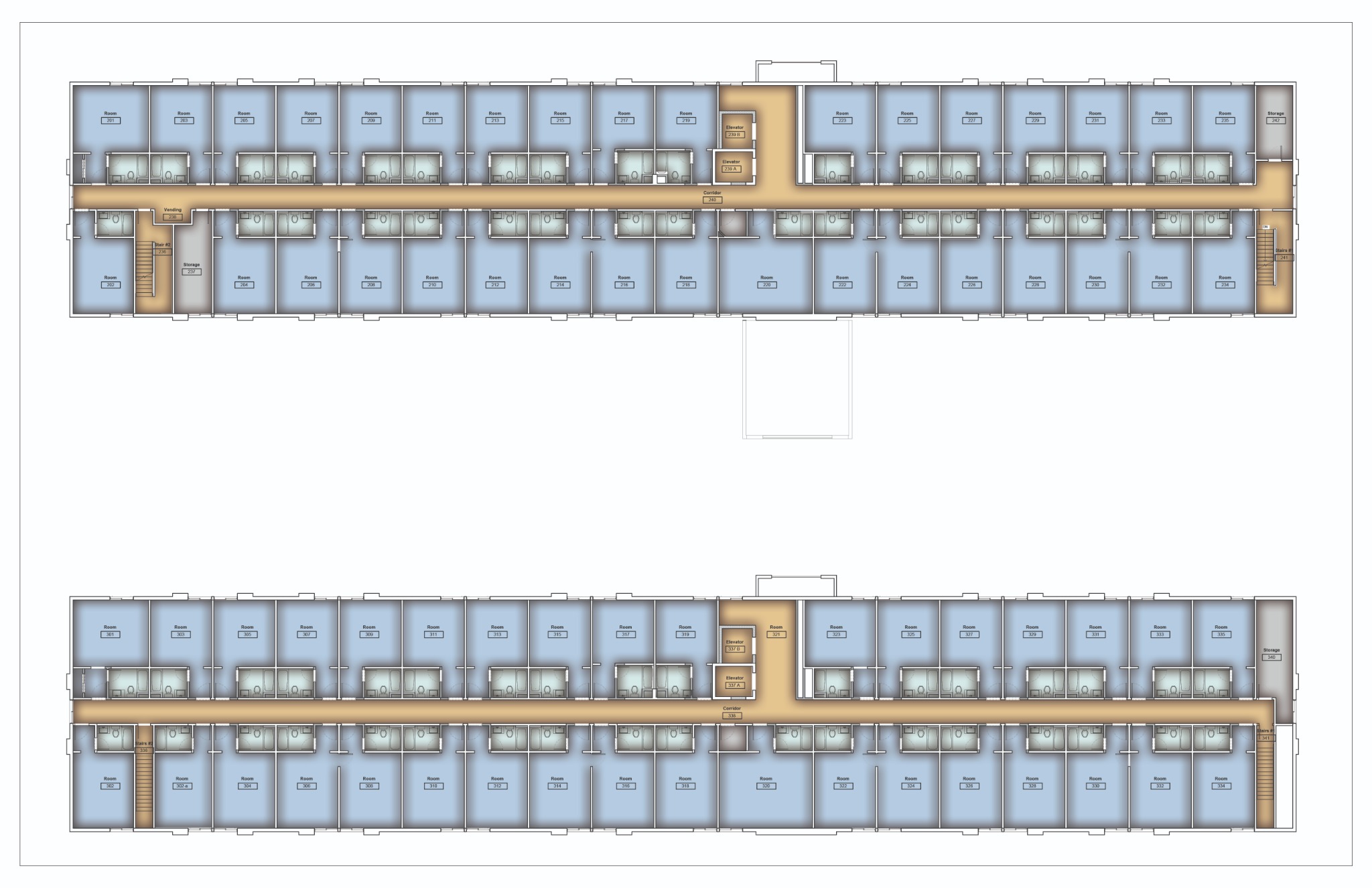 Typical guest room floor plan