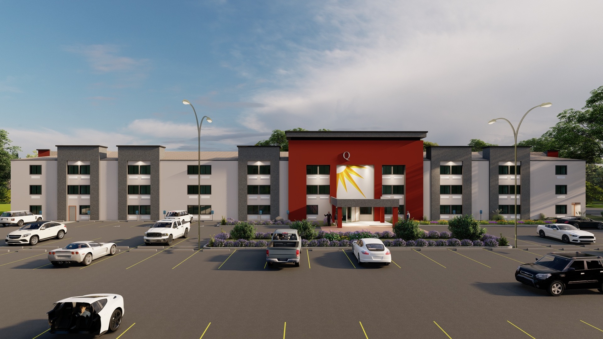 Proposed hotel front elevation rendering