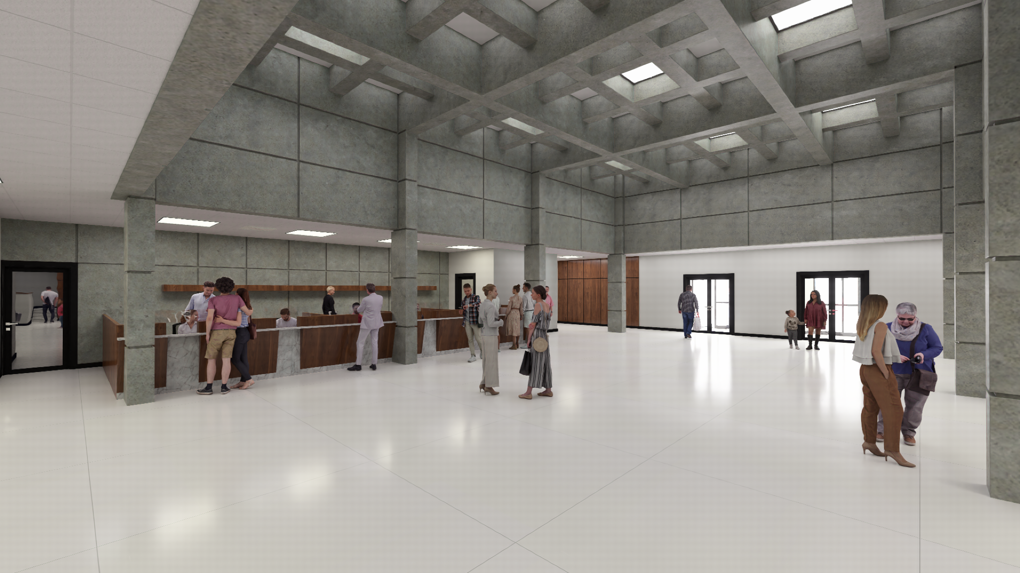 Concept rendering of public service counters