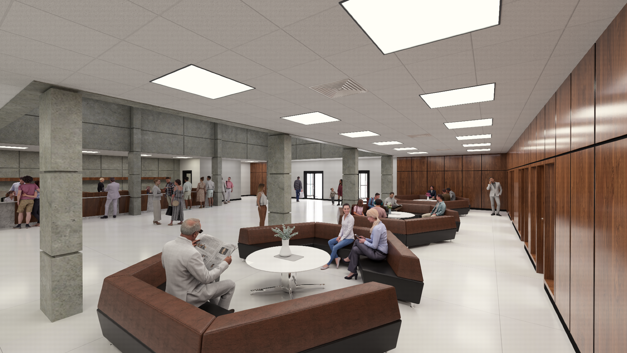 Modernized public waiting and service area