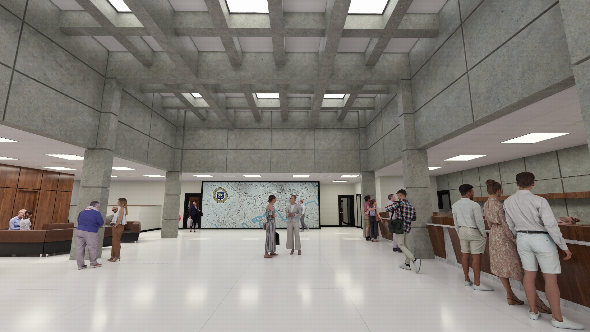 Concept rendering of redesigned civic lobby