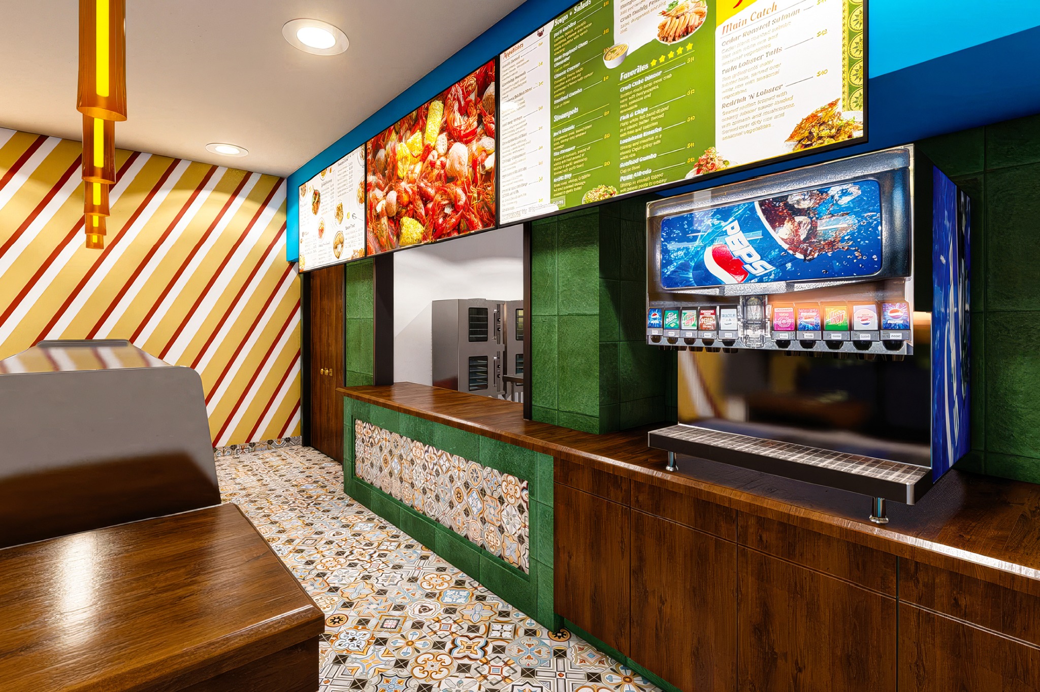 Restaurant beverage and service counter