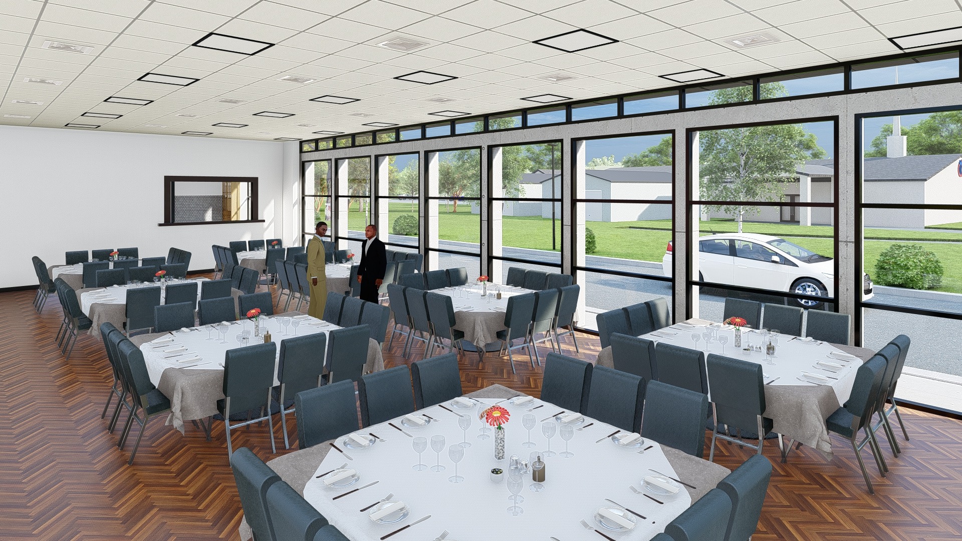 Fellowship hall interior rendering