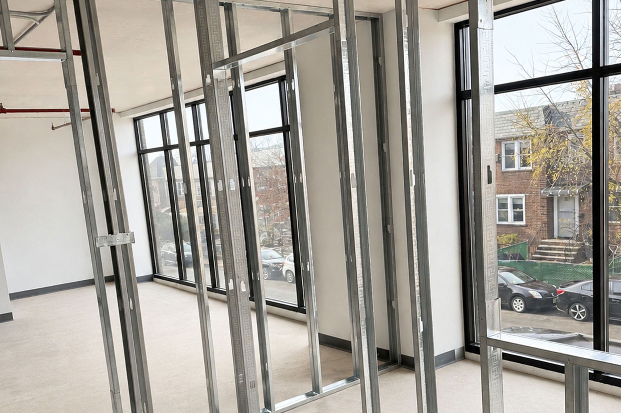 Interior framing during construction