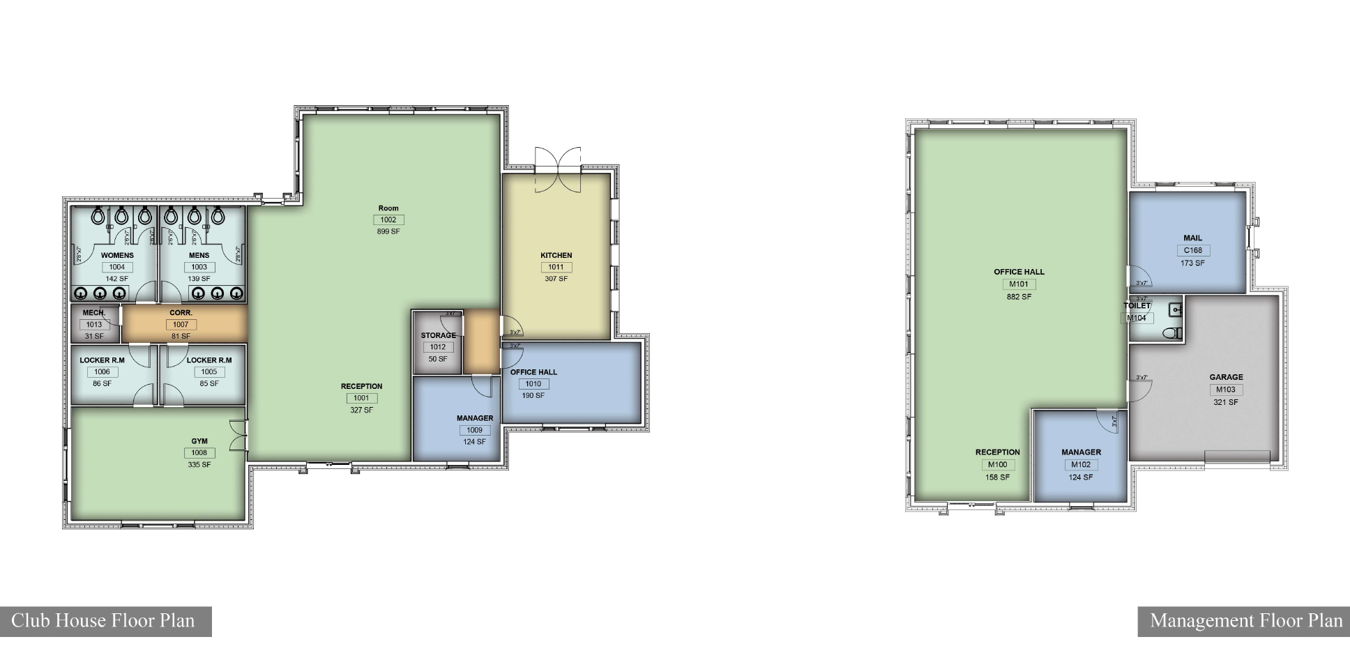Clubhouse and management floor plans