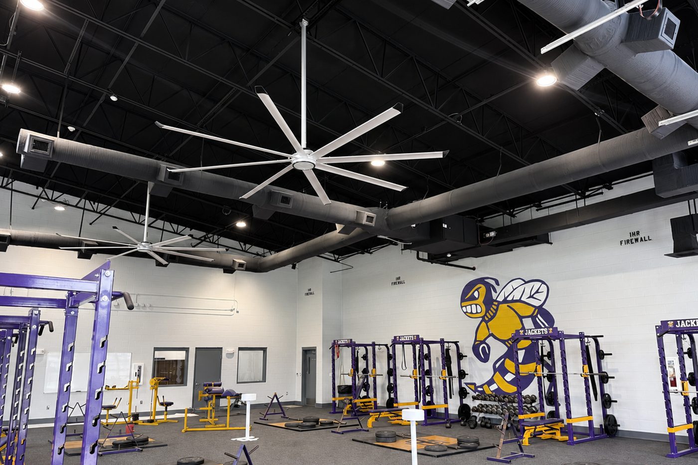 High-bay weight and training room