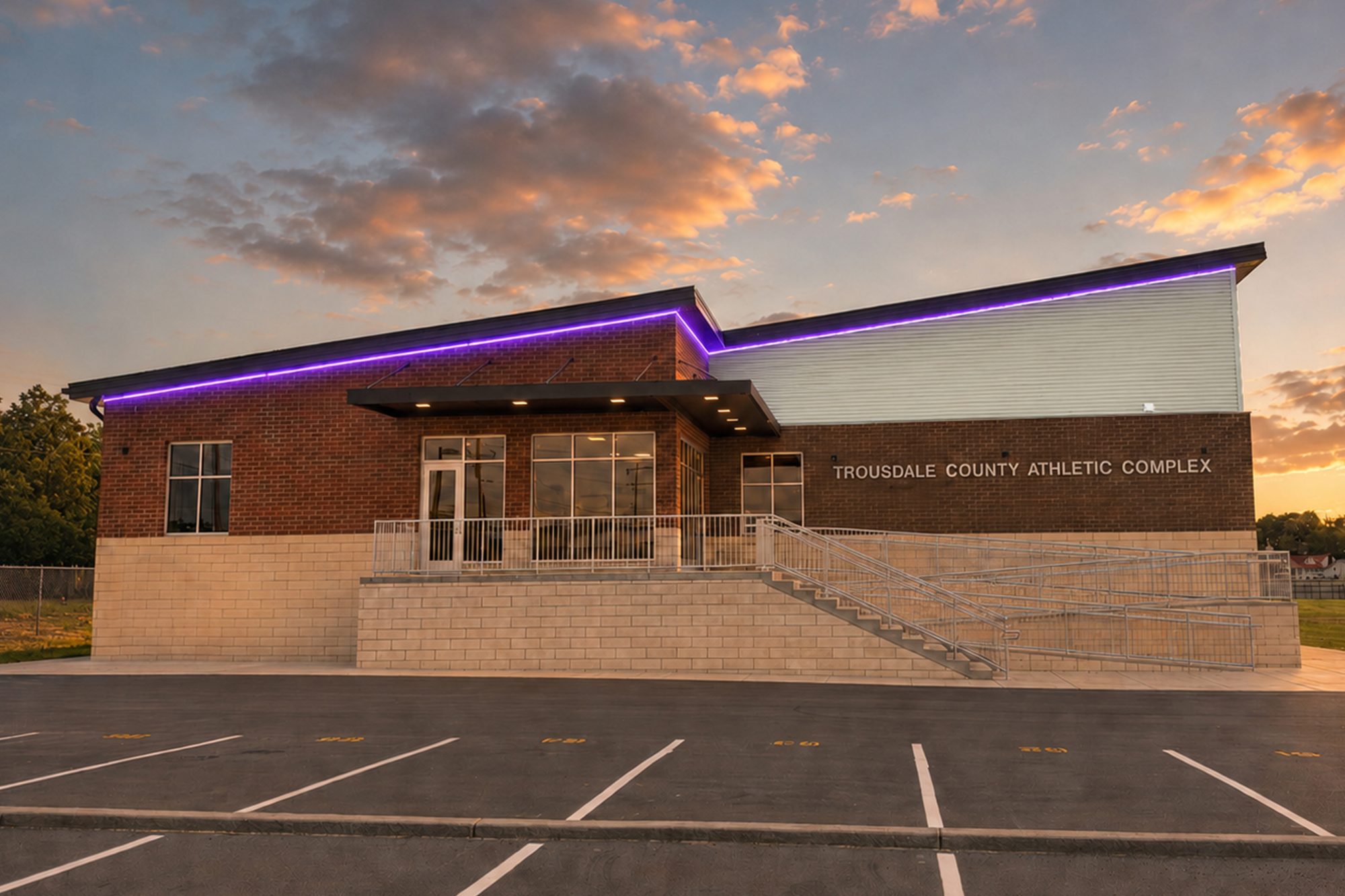 Trousdale County Athletic Complex at sunset