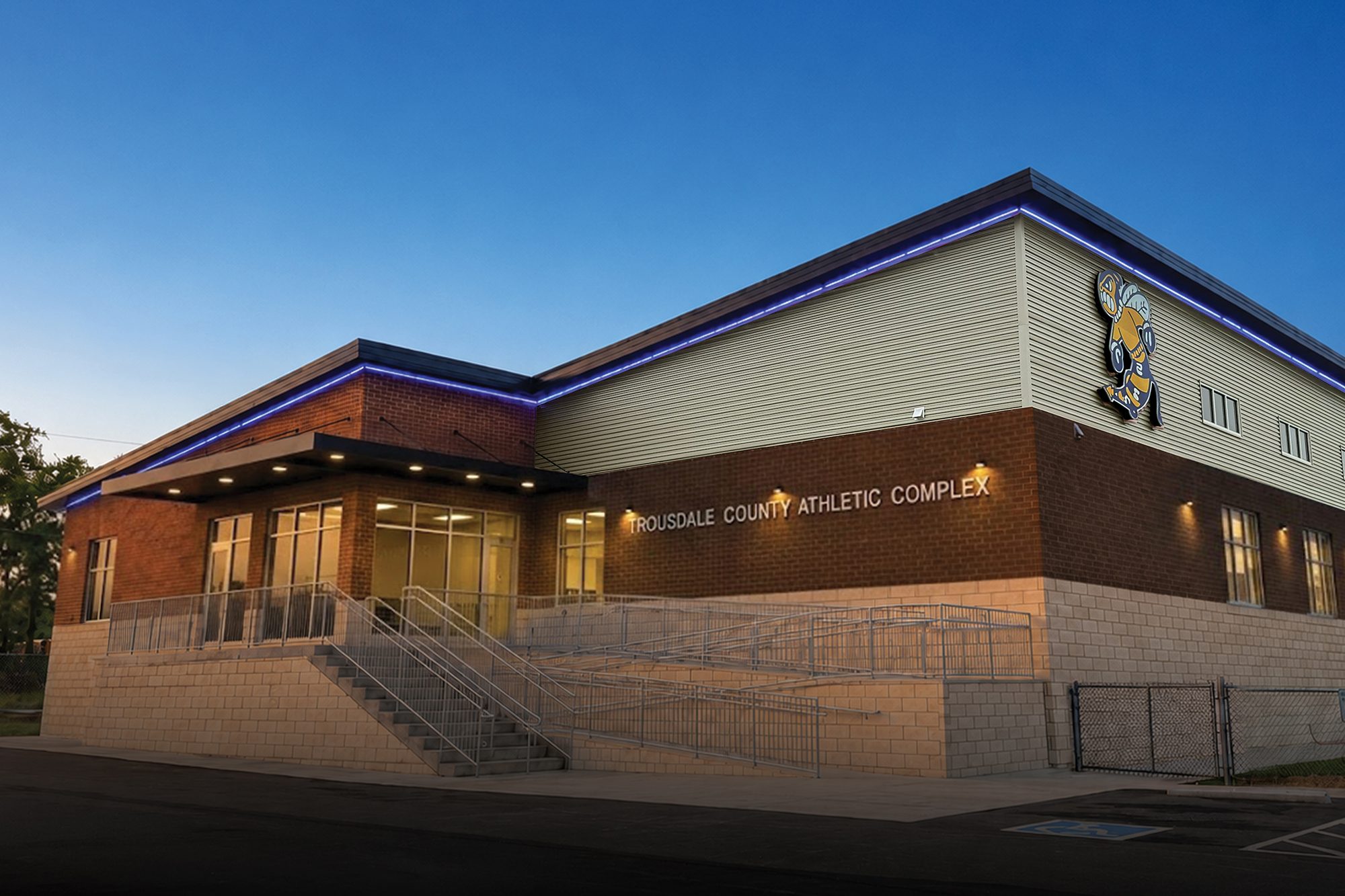 Trousdale County Athletic Complex at dusk